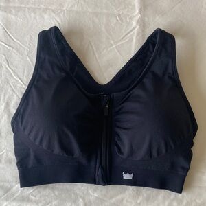 SHEFIT Women’s Front-Zip, Black, Sports Bra w/Wide Straps, Removable Padding